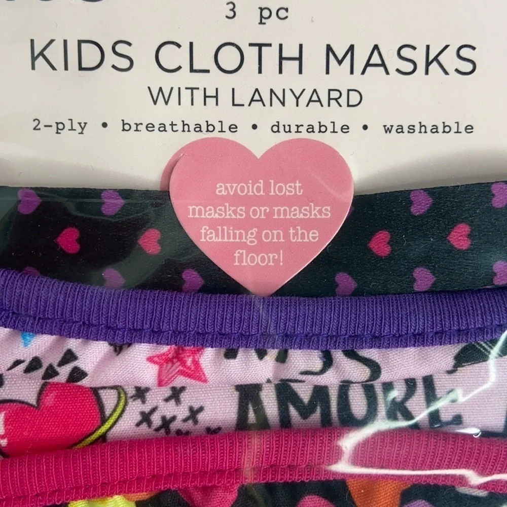 Addie & Tate Kids Washable Cloth Mask With Lanyard 3 PC Set NWT